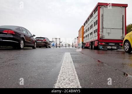 Rettungsweg auf der Autobahn A 1, Deutschland, Nordrhein-Westfalen, Münsterland, Nottuln Stockfoto