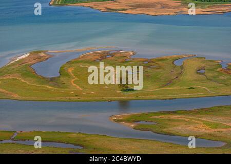 Vogelschutzgebiet Oehe-Schleimünde in der Schlei, Spuckhaken, Luftaufnahme, Deutschland, Schleswig-Holstein Stockfoto