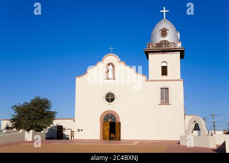 Ysleta Mission auf dem Tigua Indianerreservat, El Paso, Texas, USA Stockfoto