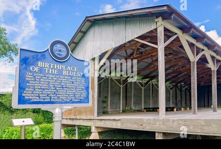 Ein Baumwoll-Gin steht auf dem Gelände der Dockery Farms, 12. August 2016, in Cleveland, Mississippi. Dockery Farms war eine 25,600-Morgen-Baumwollplantage. Stockfoto