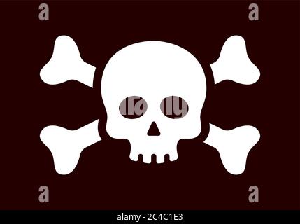 Bedrohliche Schädel und Kreuzknochen Zeichen Vektor-Symbol flach isoliert Stock Vektor