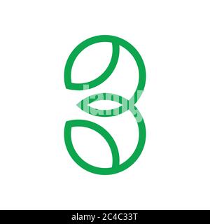 Zahl 3 Blatt Form Linie geometrische Logo Stock Vektor