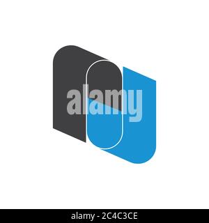 Vektor mit geometrisch verknüpftem RJ-Logo Stock Vektor