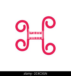 Buchstabe h Locken Design Logo Vektor Stock Vektor