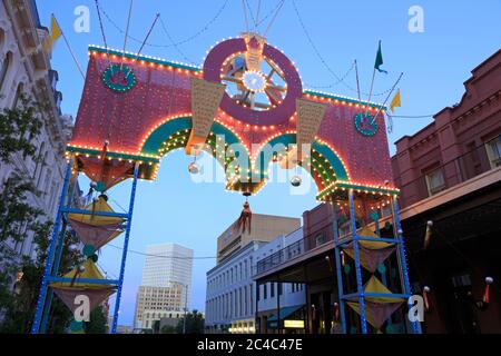 Boone Powell Arch, Historic Strand District, Galveston, Texas, USA Stockfoto