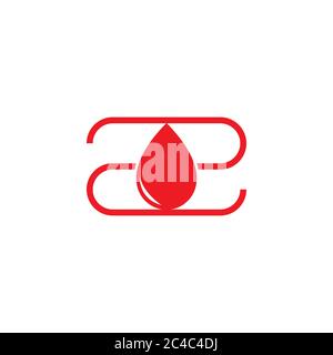 Einfacher Buchstabe z Tropfen Wasser Blut Spender Logo Vektor Stock Vektor