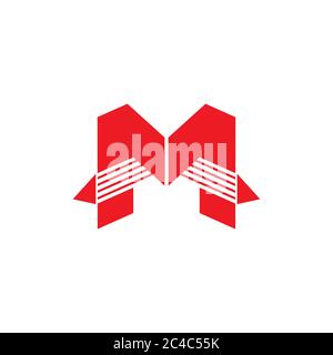 Buchstabe m Streifen schneller Pfeil geometrischer Logo-Vektor Stock Vektor