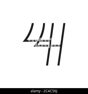 Nummer 44 vier verknüpfter überlappender Linienkonstruktionsvektor Stock Vektor