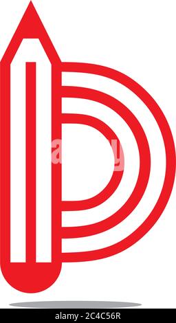 Buchstabe b Bleistift lineares Design Symbol Vektor Stock Vektor