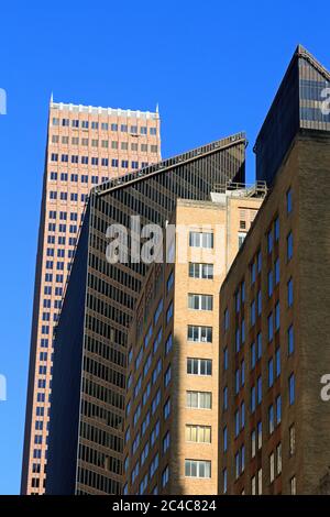 Wolkenkratzer auf der Rusk Street, Houston, Texas, USA Stockfoto