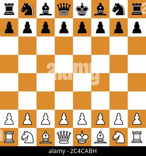 Schachbrett mit Schachfiguren. Vektorgrafik Stock Vektor