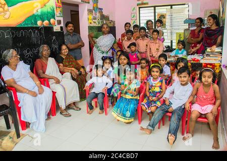 indische Unabhängigkeitstag Feiern in einer Vorschule, thrissur, kerala, Schulkinder, indische Schule, Schulkinder, 15. august Unabhängigkeitstag Stockfoto