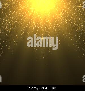 Gold Hintergrund mit warmen Sonnenstrahlen Lichteffekt Stock Vektor
