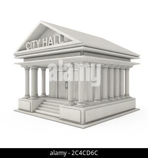 Rathaus Architektur Öffentliche Verwaltung Gebäude auf weißem Hintergrund. 3d-Rendering Stockfoto