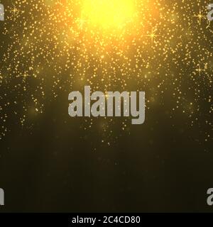 Gold Hintergrund mit warmen Sonnenstrahlen Lichteffekt Stock Vektor
