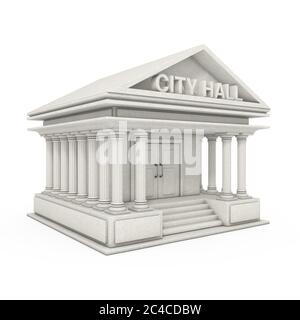 Rathaus Architektur Öffentliche Verwaltung Gebäude auf weißem Hintergrund. 3d-Rendering Stockfoto