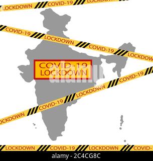 Indien nationalen delhi Staat Sperrung aufgrund der Coronavirus-Krise covid-19-Krankheit. Indien unter Lockdown mit delhi Karte Konzept der nationalen Sperrung Indiens Stock Vektor