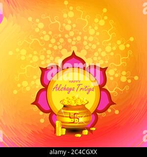 Indian Religious Festival Akshaya Tritiya Hintergrund Template Design mit Blumenschmuck - Akshaya Tritiya Hintergrund Design. Indisches Festival, wo p Stock Vektor