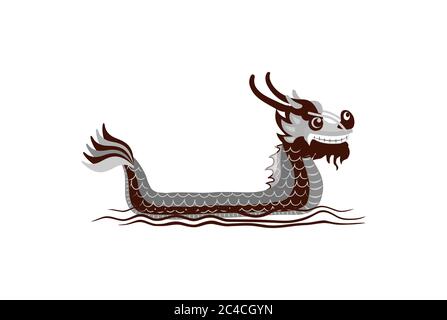 Happy Chinese Dragon Boat Festival in chinesischer Sprache geschrieben. Knödel oder Zongzi Reiten des Bootes Vektor-Illustration. Vintage chinesische Reisknödel Cartoon Stock Vektor