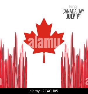 Poster zum Happy Canada Day. Vektorgrafik Grußkarte. Kanada Ahornblätter auf weißem Hintergrund. Rotes Papier geschnitten kanada Ahornblatt. Juli Stock Vektor