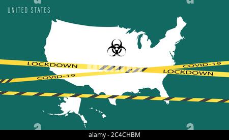 Konzept Coronavirus. Karte der Vereinigten Staaten. Vector Corona Virus Ausbruch mit Vereinigte Staaten Karte. Ausbrüche von Pandemie- und Coronaviren. Stock Vektor