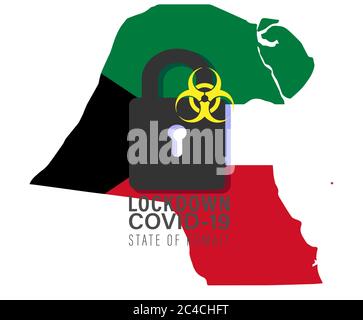 Konzept Coronavirus. State of Kuwait Karte. Vektor Corona Virus Ausbruch mit State of Kuwait Karte. Ausbrüche von Pandemie- und Coronaviren. Stock Vektor
