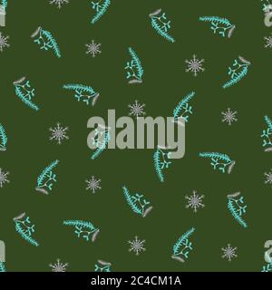 Pflanzen und Schneeflocken nahtlose Vektor-Muster Stock Vektor