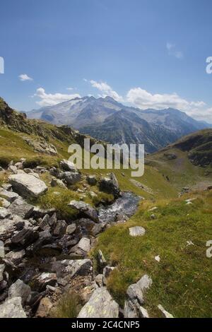 Benasque, Huesca/Spanien; 24. August 2017. Der Naturpark Posets-Maladeta ist ein spanischer geschützter Naturraum. Stockfoto