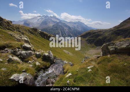 Benasque, Huesca/Spanien; 24. August 2017. Der Naturpark Posets-Maladeta ist ein spanischer geschützter Naturraum. Stockfoto