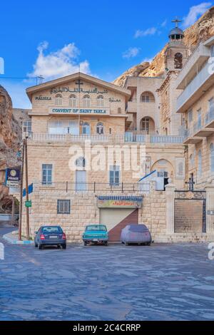 Maloula, Maalula, Dorf mit dem Kloster des Heiligen Thekla, Mar Taqla, Syrien Stockfoto