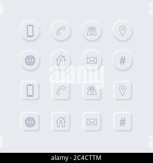 Icons Kollektion für Ihre Visitenkarte oder Visitenkarten im modernen Stil. Diese Vektor-Design-Symbole umfassen Handy-Anruf, Standort und Web-Symbol Stock Vektor