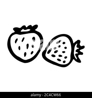 Erdbeere. Handgezeichnetes Symbol für den Umriss des Doodles. Transparent isoliert auf weißem Hintergrund. Vektorgrafik für Grußkarten, Poster, Patches, Drucke Stock Vektor