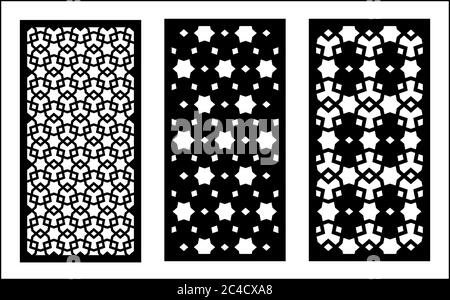 Lazerer Schnitt Vektorplatte. CNC Dekor Muster, Jali Design, Innenwand. Islamisch, arabisch lazer schneiden Stock Vektor