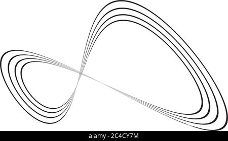 Infinity-Symbol mehrerer dünner schwarzer Linien. Konzept von unendlich, grenzenlos und endlos. Einfaches flaches Vektor-Designelement. Stock Vektor