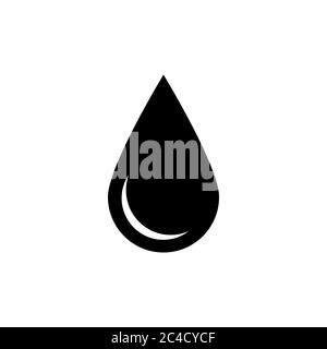 Schwarzes Drop-Symbol. Öl- oder Wassersymbol. Einfache flache Vektordarstellung mit Schatten isoliert auf weißem Hintergrund. Stock Vektor