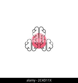 Gehirn Storming minimal Symbol, Hirnaktivität, kreativ. Teamwork-Logo. Vektorgrafik Stock Vektor