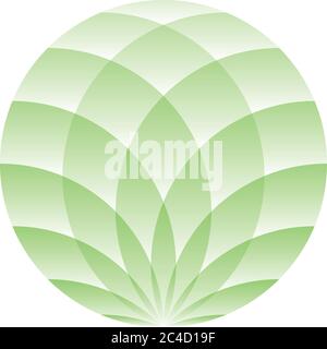 Grüner Lotuskreis - Symbol für Yoga, Wellness, Schönheit und Spa. Vektorgrafik. Stock Vektor