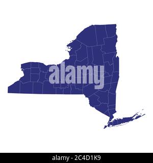 Hochwertige Karte von New York ist ein Staat der Vereinigten Staaten von Amerika mit Grenzen der Grafschaften Stock Vektor