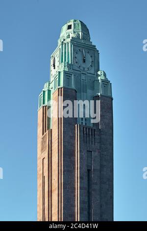 Der Uhrenturm des Helsinki Central Railway Station Stockfoto