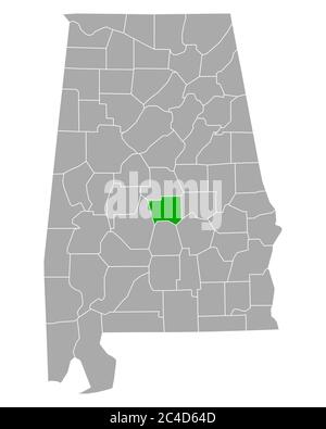 Karte von Autauga in Alabama Stockfoto