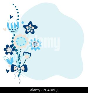 Retro-Blumenstrauß Rahmen. Karte im Blumenmuster für romantische Anlässe. Für Text platzieren. Vektorgrafik Stock Vektor