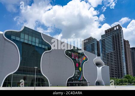 National Taichung Theatre Vorderansicht. Taichung City, Taiwan Stockfoto