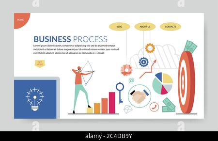 Geschäftsprozess Konzept, kreative Website Vorlage, moderne flache Design Vektor Illustration Stock Vektor