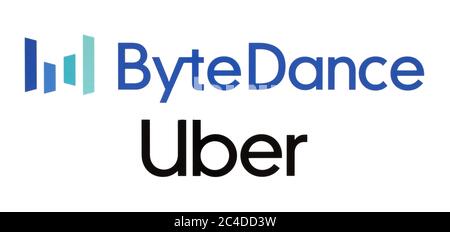 Kiew, Ukraine - 23. Februar 2020: Chinas Bytedance übergeht Uber to wird das wertvollste Startup der Welt. Bytedance ist ein Internet-Technologie comp Stockfoto
