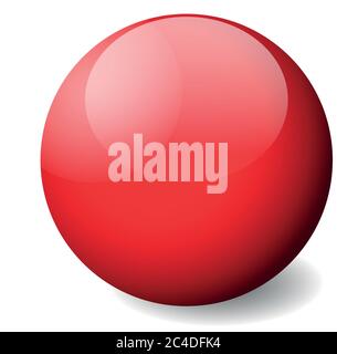 Rot glänzende Kugel, Kugel oder Kugel. 3D-Vektorobjekt mit abfallender Schattierung auf weißem Hintergrund. Stock Vektor