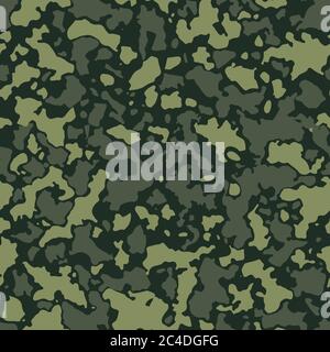 Nahtloses Camouflage-Muster mit Mosaik aus abstrakten Flecken. Militär und Armee Camo Hintergrund in grün oder khaki Schatten. Stock Vektor