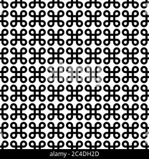 Abstrakt nahtlose Muster Hintergrund. Black bowen Knoten oder Schleife Quadrat, Design-Elemente in linearer Anordnung isoliert auf weißem Hintergrund. Vektorgrafik. Stock Vektor