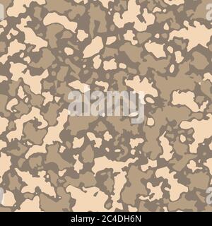Nahtloses Camouflage-Muster mit Mosaik aus abstrakten Flecken. Militär und Wüste Armee Camo Hintergrund in braun und beige Farbton. Stock Vektor