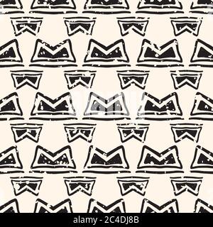 Abstrakt azteken nahtlose Vektor Muster Hintergrund. Hintergrund von schwarz und weiß handgezeichnete Formen.mit Grunge Textur für einen gealterten Look. Geometrisch Stock Vektor