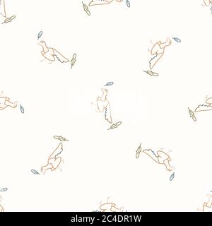 Nahtlose Hintergrund Archaeopteryx mit Federn Dinosaurier Geschlecht neutral Baby-Muster. Einfache skurrile minimal erdige 2-Ton-Farbe. Kinderzimmer Stock Vektor